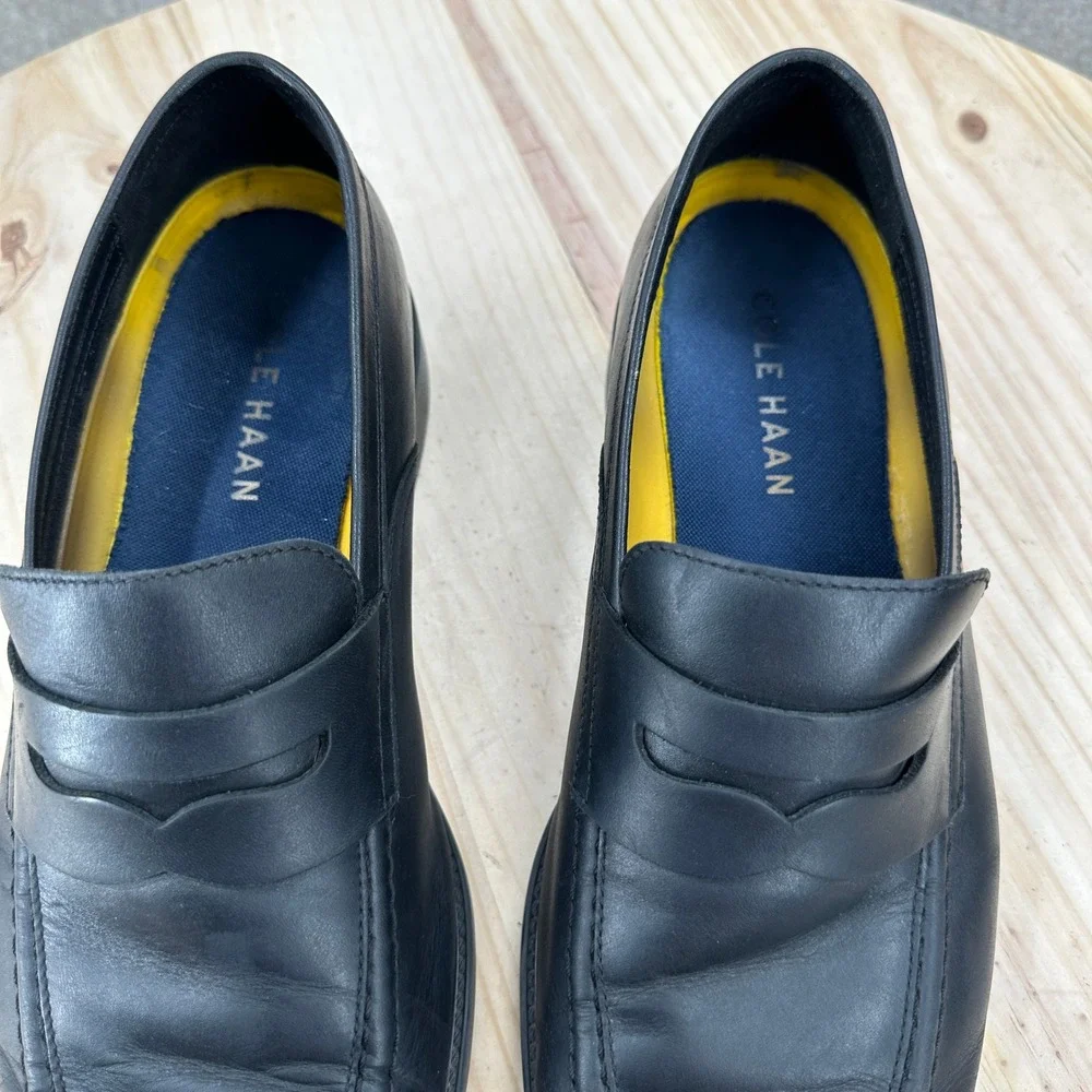 Cole Haan Penny Loafers Mens‎ 9.5 Black Leather Classic Dress Shoes